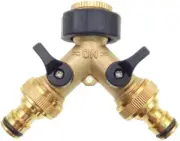 Brass 2 Way Tap Connector Double Tap Adapter Garden Tap Adaptor with Individual