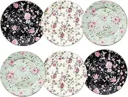 [Loymokinar] Dessert Plates, 8", Set of 6, Ceramic Bone Porcelain, Appetizer Plates, Flower Plates, Salad Plates, Small Plates, Small Plates, Dish, Dinnerware, Salad Plates (Flat Round)