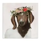 The Stupell Home Décor Collection Springtime Flower Crown Long Ear Baby Goat ...