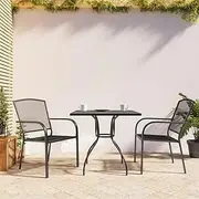 3 Piece Garden Dining Set Anthracite Steel, Garden Furniture Sets