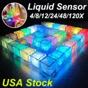 4-120Pcs LED Light Up Ice Cubes Color Changing for Wine Drinks Glow in the Dark