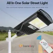 900000LM LED Solar Street Light PIR Motion Sensor Wall Security Lamp With Remote