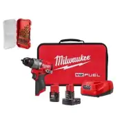 Milwaukee Cordless Lithium-Ion 1/2 in. Drill Driver Kit + Titanium Drill Bit Kit