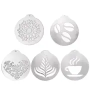 5PCS/set Stainless Steel Coffee Stencils Cappuccinos Art Templates Moulds