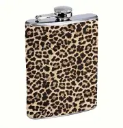 Leopard Glam Animal Print Y2k Flask 8oz Stainless Steel Hip Drinking Whiskey