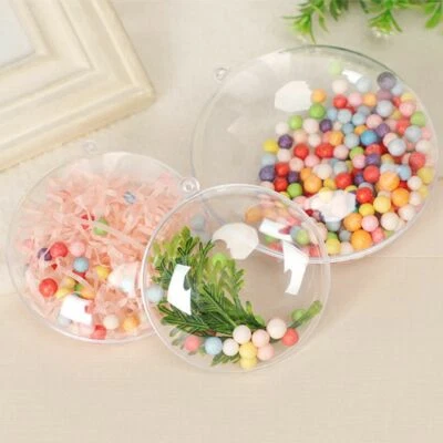 Plastic Flat Ball Wedding Candy Christmas Photo DIY Ornament Home Decor Bauble