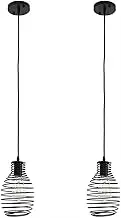 2pcs Pendant Light Retro Industrial Hanging Lamp, Kitchen Island Small Chandelier Ceiling Light, Black Metal Suspended Lamps E27