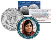 MALALA YOUSAFZAI * 2014 NOBEL PEACE PRIZE * Colorized JFK Half Dollar U.S. Coin