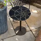 Black Table with Brass Inlay, Round Side Table, End table, A Perfect gift