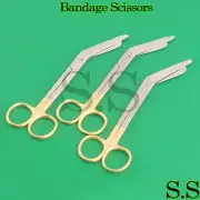 3 SUPERCUT LISTER BANDAGE SCISSORS 7.25" GOLD HANDLE SURGICAL INSTRUMENT