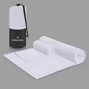 ATHLETICK 2 Pack Weft Microfibre Towel Set For Gym, Yoga, Sports,Camping & Travel-400 GSM Quick Dry, Soft Hand Towels-Lightweight For Beach,Bath,Hiking,Cleaning,Hair & Kitchen-Super Absorbent With Bag