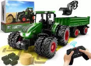 Remote Control Tractor Toy, Kids RC Tractor Set & Truck and Trailer Front Loade