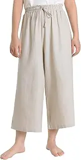 [Weintee] Women's Linen Capris Wide Leg Cropped Pants with Pockets