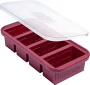 [Souper Cubes] 1 Cup Silicone Freezer Tray with Lid - Easy Meal Prep Container and Kitchen Storage Solution - Silicone Molds for Soup and Food Storage - Cranberry - 1-Pack