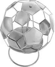 Kisangel Football Pen Holder Hollow Ball Pen Bucket Desktop Storage Bucket Soccer Ball Pencil Holder Office Desk Pencil Stand Desk Trinkets Stainless Steel Silver