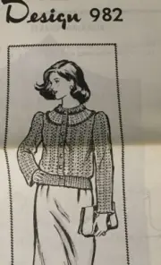 982 Vintage Design jacket Pattern to CROCHET (Reproduction)