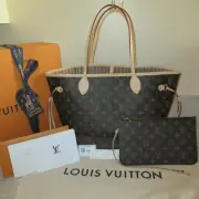 NEW Receipt 2024 Louis Vuitton Monogram Neverfull MM Shoulder Bag + POUCH $2130+