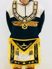 Masonic, Regalia Aprons MARSHAL WITH Chain Collar PURPLE VELVET HAND MADE-B2B