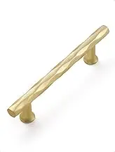 Brushed Gold Cabinet Pulls 3.78" Hole Center 10 Pack Brass Cabinet Handles Decorative Kitchen Drawer Dresser Cupboard Bathroom Vanity Cabinet Hardware Rhombus