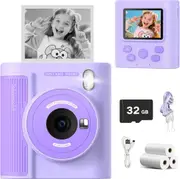 Mgaolo Kids Camera with Instant Print, Thermal Printing Digital Camera Toy for 3-12 Years Old Children, Safe Ink-Free Design, Present for Creativity & Learning (Purple)