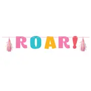 Girl Dino Party Roar Letter Banner