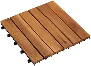 10 pcs Acacia Decking Tiles 30 x 30 cm Vertical Pattern, Interlocking Outdoor Flooring for Patio, Deck, and Garden