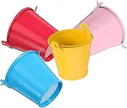 GANAZONO 4Pcs Mini Colorful Metal Buckets with Handles Durable Tin Pails for Candy Popcorn Fries Whimsical Decorative Buckets for Parties Crafts and Ktv Events Galvanized Snack