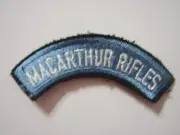 MACARTHUR RIFLES TAB PATCH - UNKNOWN :KY21-1