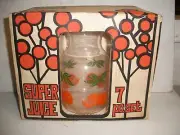 Vtg Federal Glass Handi-Serv Decanter Orange Juice Pitcher Carafe 6 Glasses