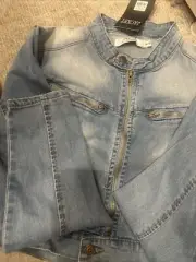 Refuge Jean Jacket Size XLarge New With Tags Zip Up Denim On Denim Juniors