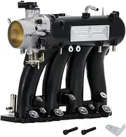 Aluminum D15 D16 D-SERIES Intake Manifold With 70mm Throttle Body And TPS,Compatible With CIVIC CRX DEL SOL 1988-2000(Black)