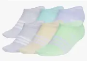 Adidas Girls Superlite No Show 6 Pack Rainbow Pastel Socks 13C-4Y Nwt