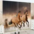 Brown Good Endurance 3D Curtain Blockout Photo Printing Curtains Drape Fabric
