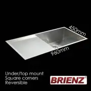 Stainless Steel Kitchen Sink - Single Bowl with Drainer - Under/Top Mount