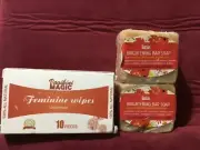 2 Vagikini magic brightening soap bars & one Feminine wipes unscented new