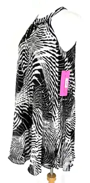 Betsey Johnson Womans Size 12 Dress Pleated Chiffon A Line Black White New J14