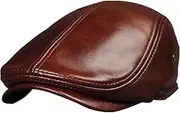 [HAMKVBPR] Men's Leather Hat Unisex Leather Cap Beret Casual Gentleman Hat Autumn and Winter(X-Large)