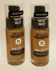 ( 2 ) Revlon Colorstay Combination Oily Matte Finish Foundation 455 Honey Beige