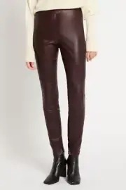 SASS AND BIDE LEATHER ZIPPER LEGGINGS in Plum RRP$690 size 16