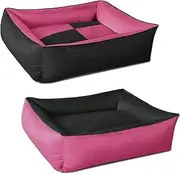 Max Quattro 2-in-1 Dog Bed, Large Dog Basket Made of Cordura, Washable Dog Bed with Edge, Dog Sofa for Indoor, Outdoor, L, Candy, Pink/Black