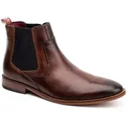 Base London Mens Scout Leather Chelsea Boots Burnt Brown UK Size 8 (EU 42)