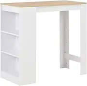 Bar Table with Shelf White 110x50x103 cm,Kitchen Tables