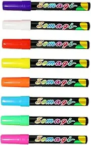 Beatifufu 8pcs Fluorescent Marker Pens for Whiteboard Chalkboard Fine Tip Highlighter Pens for Students Smooth Writing Quick Dry Comfortable Grip Versatile for Various Surfaces