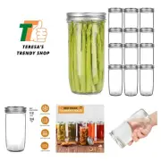 Mason Jars Wide Mouth 24oz, 12 pack Glass Pickle Canning Jars Food Storage Wi...