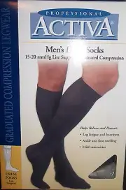 Activa Mens Dress Socks Compression 15-20 mmHg Lite Support Small Black - H2561
