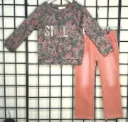 NEW NWT 2PC Pink Floral/Sequin Sweatshirt Top/Cord Pant SET-TroiZenfants-4Y
