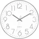 Foxtop Silver Wall Clock Silent Non-Ticking Battery Operated round Modern Wall C