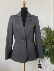 NWT Tahari Women's Black White Polyester Blend Blazer Jacket Size 6, MSRP $148