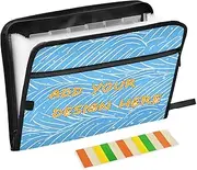 Custom Expanding File Folder 13 Pockets A4 Letter Size Customizable Organizer with Pockets with Zipper Closure for Office Supplies Light Blue Line Dot Pattern para guardar documentos