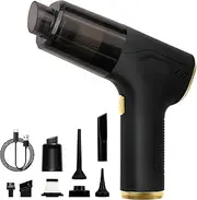 Handheld Car Vacuum Cleaner, Portable Super Power Vacuum Cleaner with 2 Filters, Mini Brush, Lightweight and Multi-Nozzles, Hand Electric Air Duster for Car, Home, Office, Pet (Black)